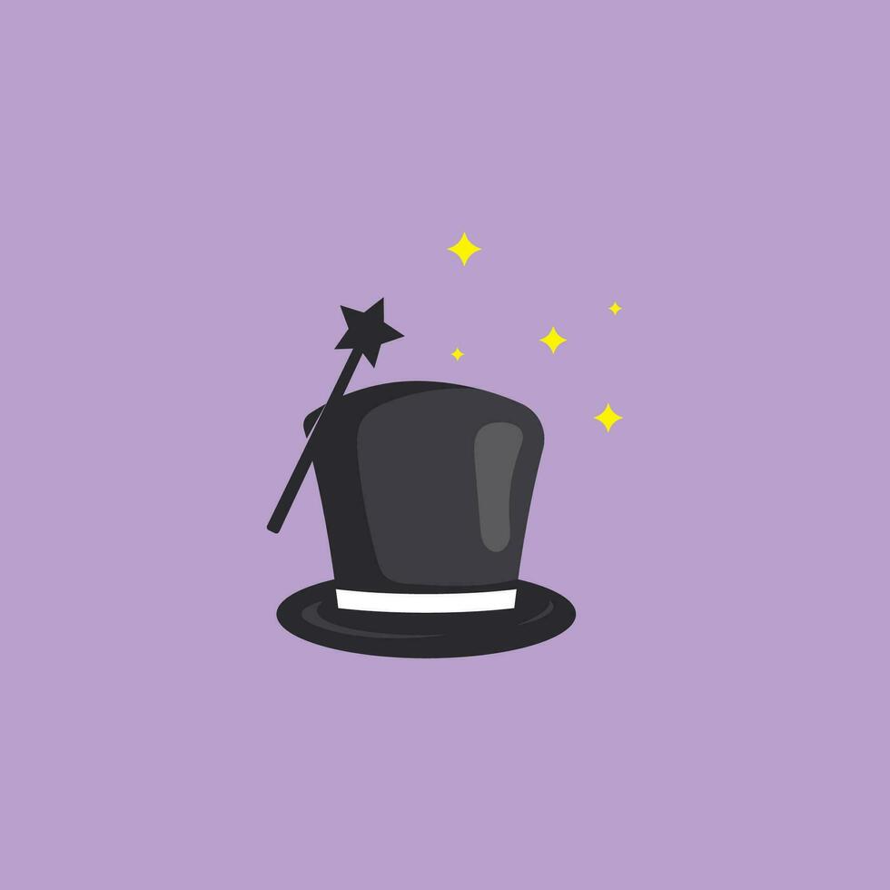 Magician's Hat and Magic Wand Logo Template vector