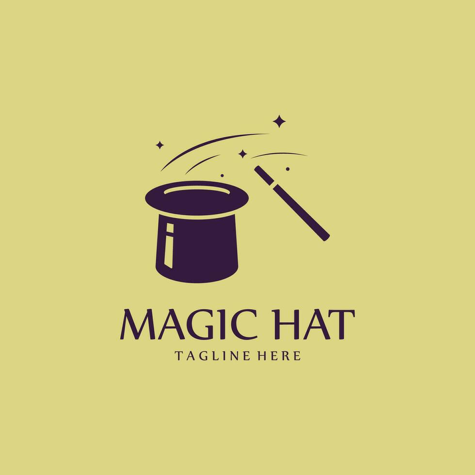 Magician's Hat and Magic Wand Logo Template vector