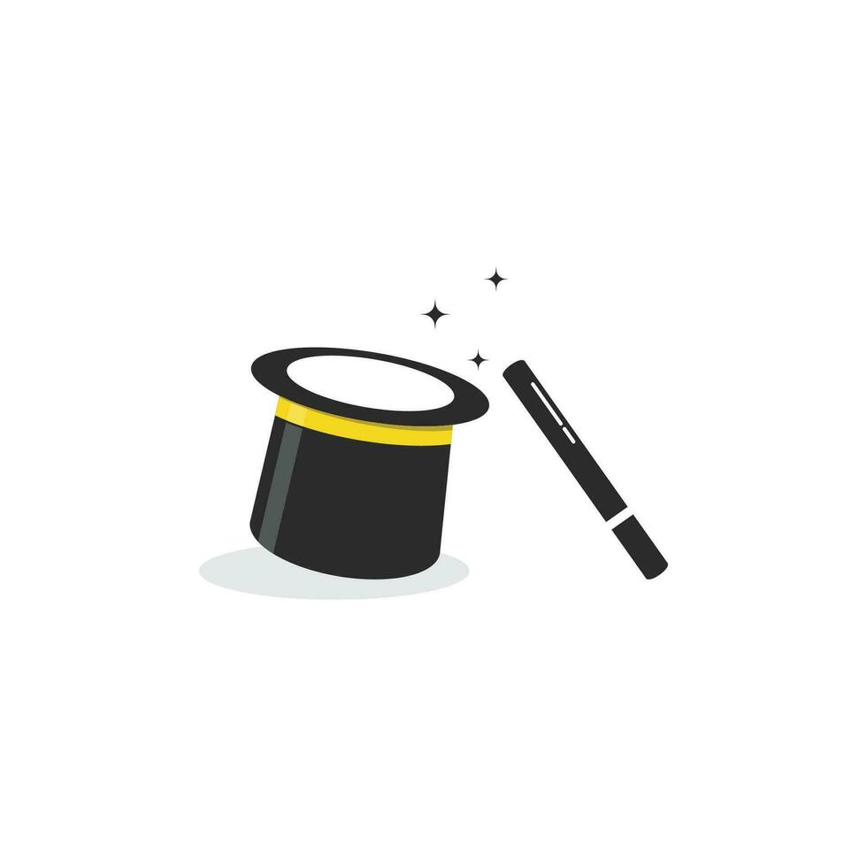 Magician's Hat and Magic Wand Logo Template vector