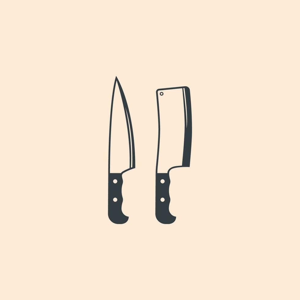 Butcher Knife Vintage Logo Template. vector