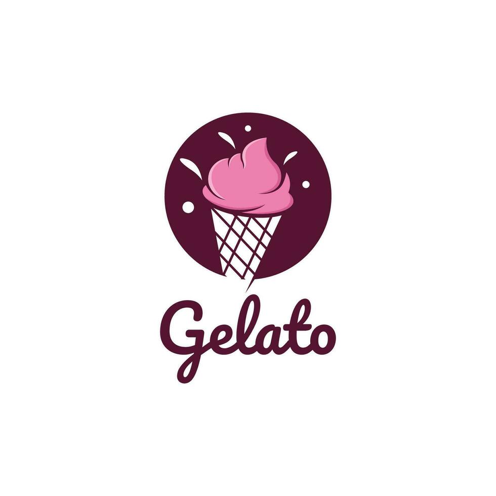 Ice Cream Illustration Logo Template with Simple Vector Concept.