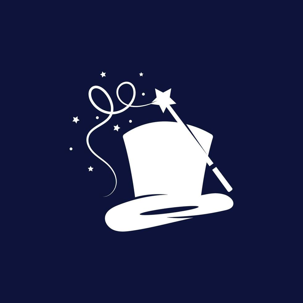 Magician's Hat and Magic Wand Logo Template vector