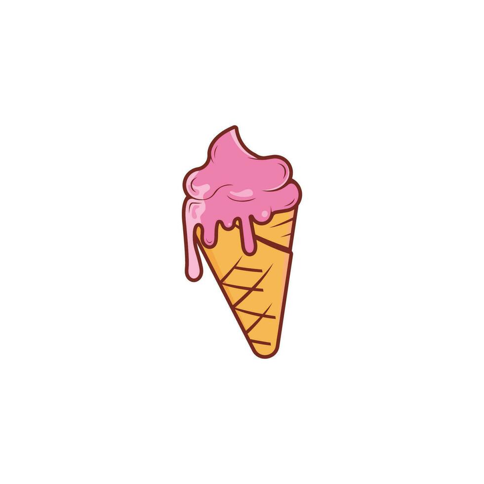 Ice Cream Illustration Logo Template with Simple Vector Concept.