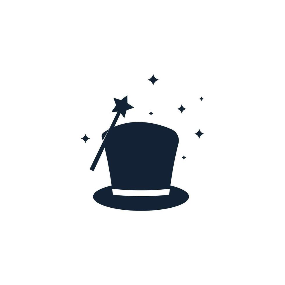 Magician's Hat and Magic Wand Logo Template vector