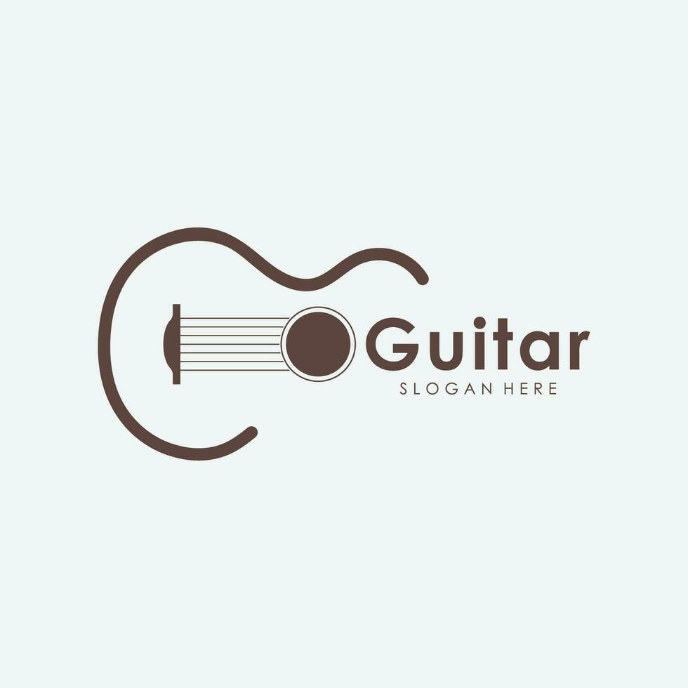 Guitar musical instrument Logo template with simple shape. vector