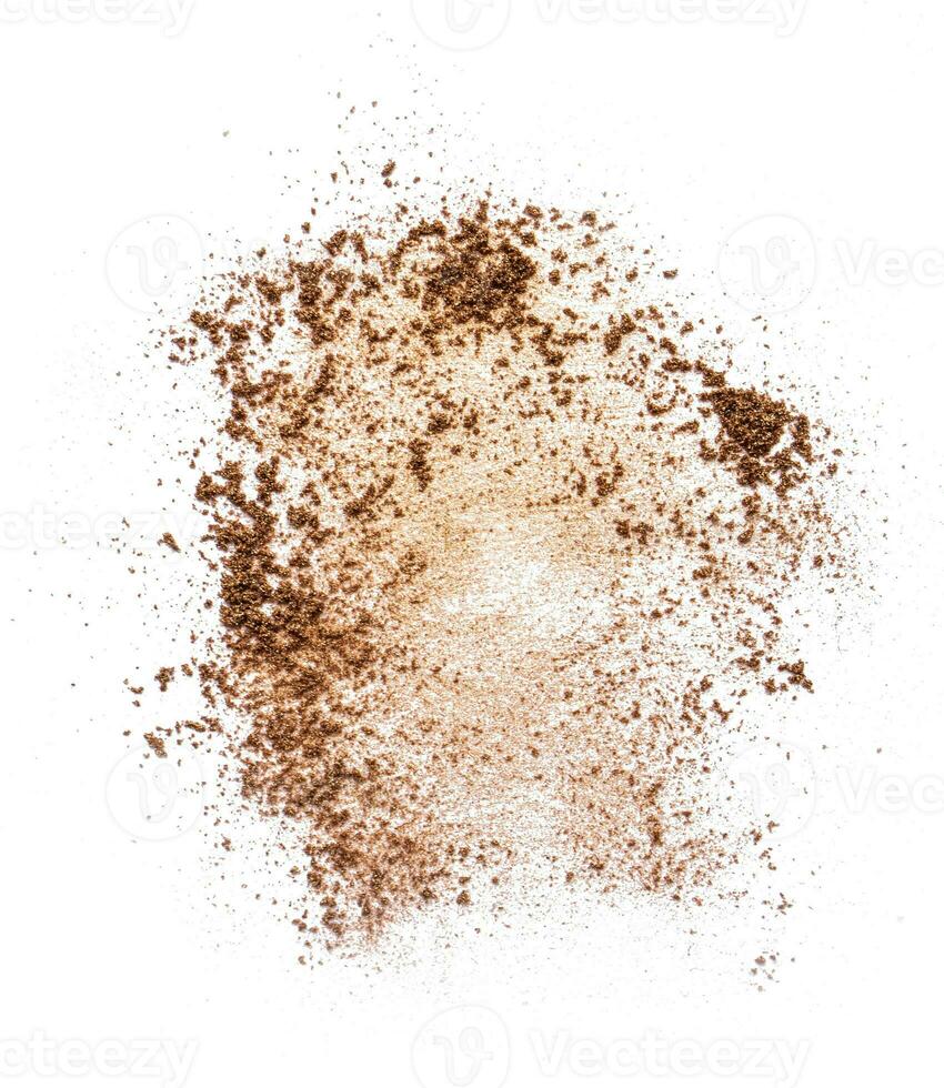 Bronze powdered food coloring isolated on white background photo