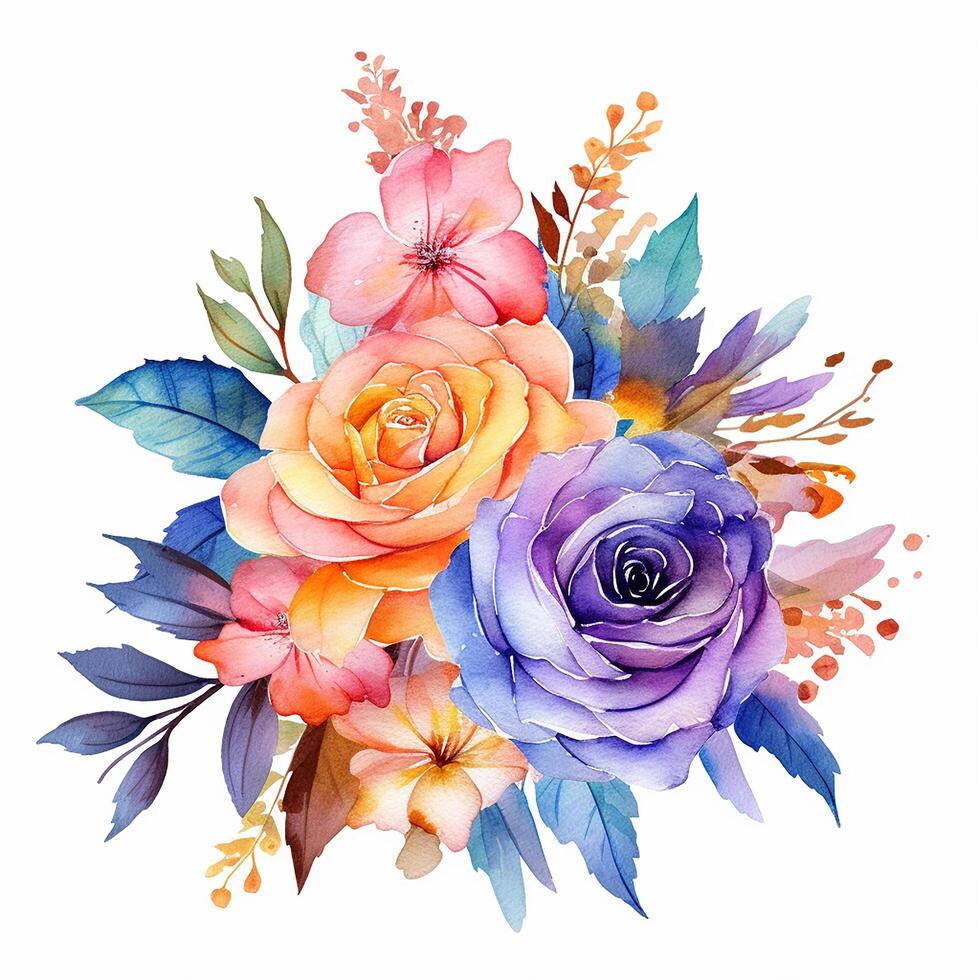 Watercolor Floral Flower Design, Wedding Decoration, photo