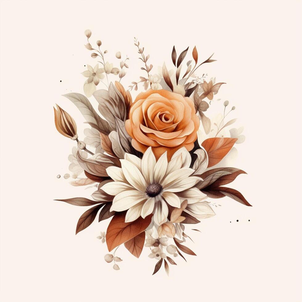 Watercolor Floral Flower Design, Flower Sublimation Floral Clipart, Wedding Decoration, photo