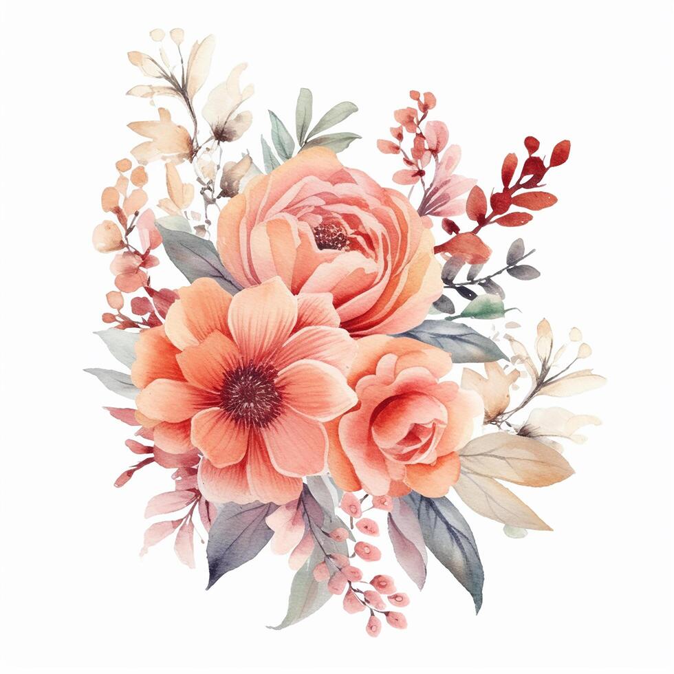 Watercolor Floral Flower Design, Flower Sublimation Floral Clipart ...