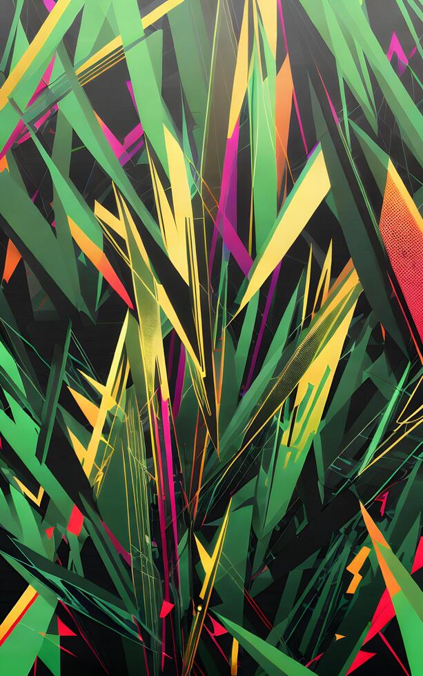 Swarms of abstract green leaves illustration background created with technology photo