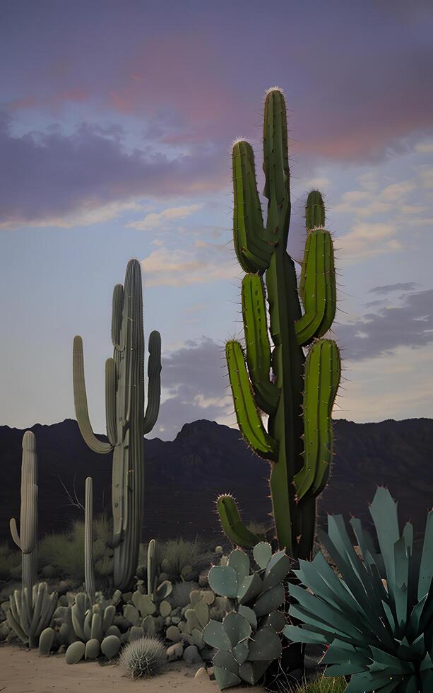 espléndido cactus paisaje creado con generativo ai tecnología foto