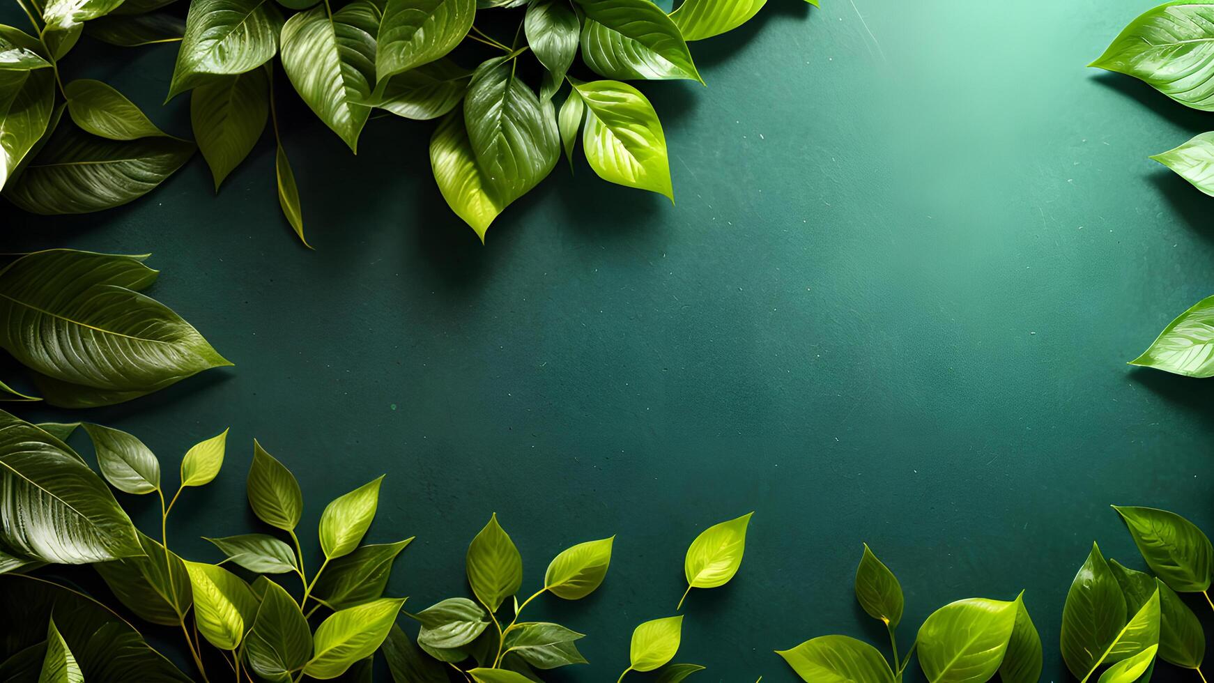 Swarms of abstract green leaves illustration background created with technology photo