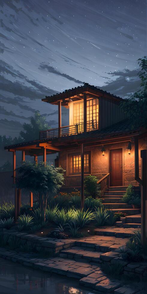 Night outdoor exterior in realistic environment created with generative ai technology photo