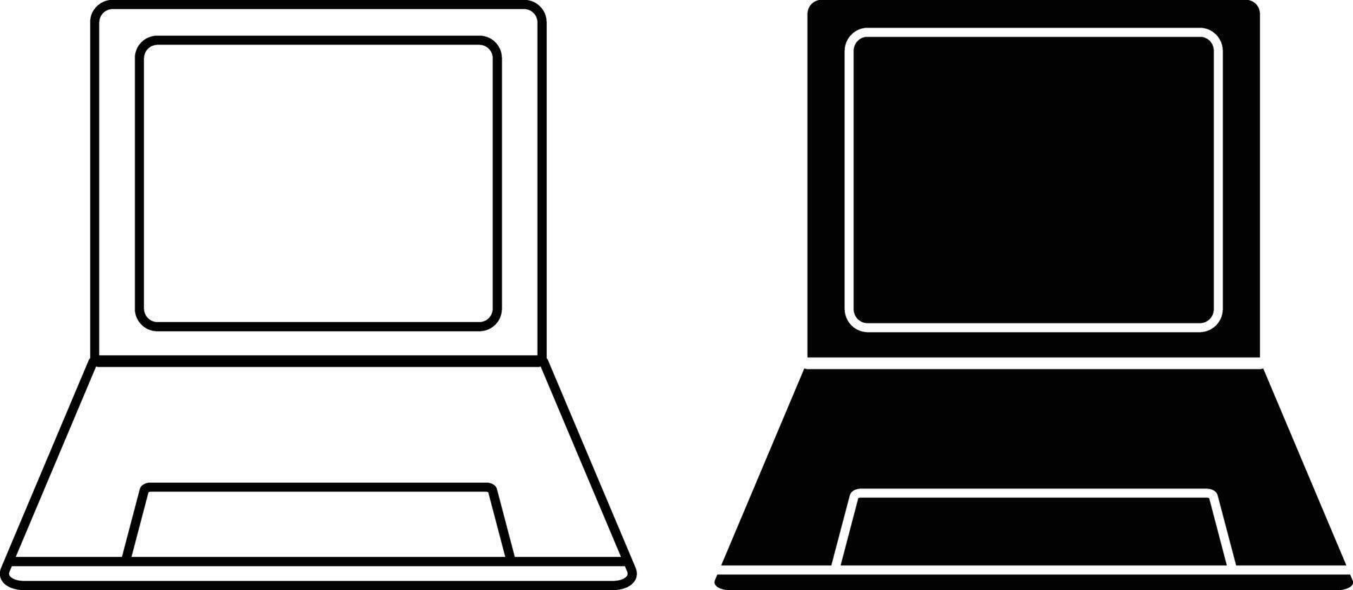 Laptop icon sheet, simple trendy flat style line and solid Isolated vector illustration on white background. For apps, logo, websites, symbol , UI, UX, graphic and web design. EPS 10.