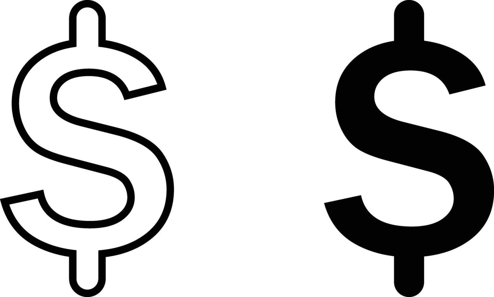 Dollar sign icon sheet, simple trendy flat style line and solid Isolated vector illustration on white background. For apps, logo, websites, symbol , UI, UX, graphic and web design. EPS 10.