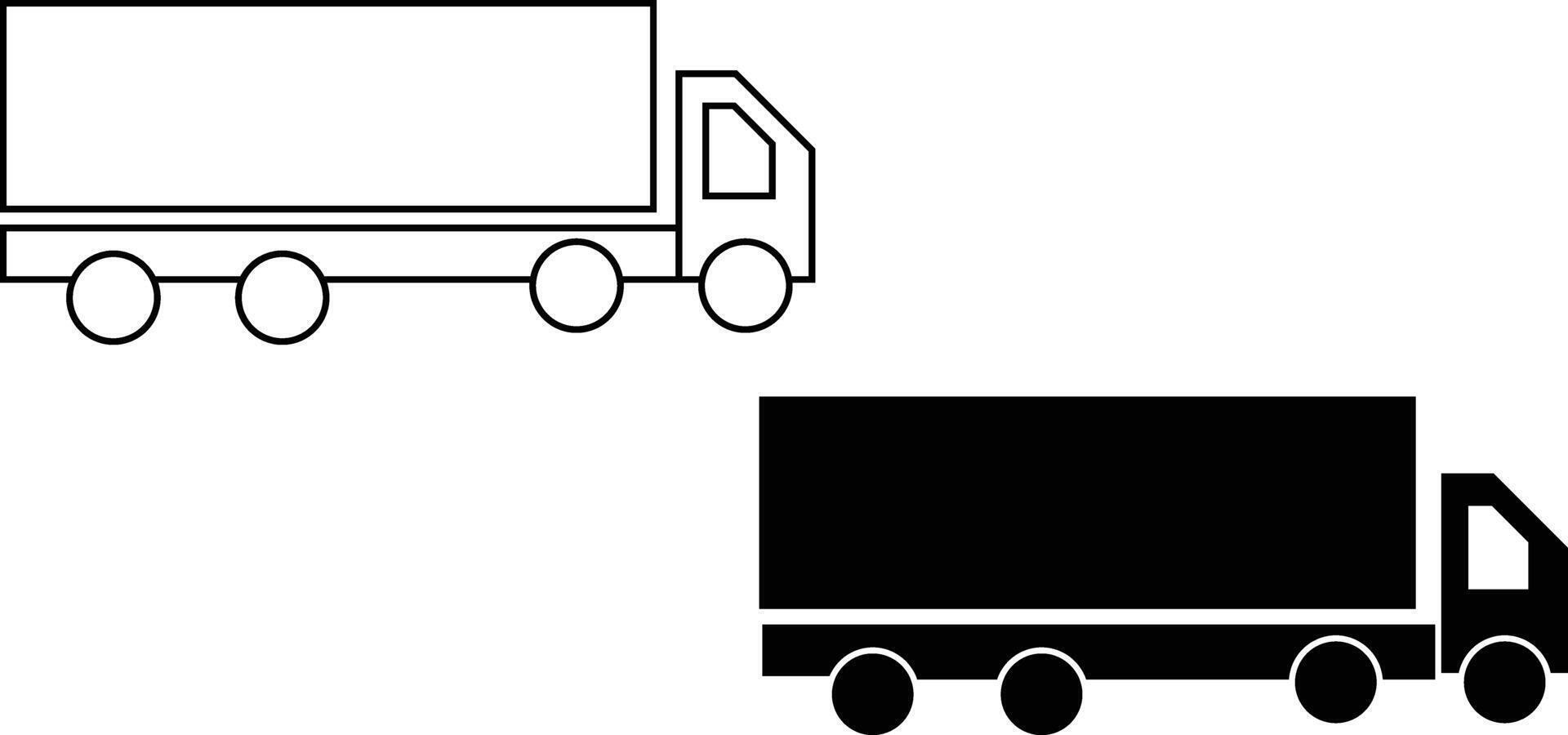 Truck icon sheet, simple trendy flat style line and solid Isolated vector illustration on white background. For apps, logo, websites, symbol , UI, UX, graphic and web design. EPS 10.
