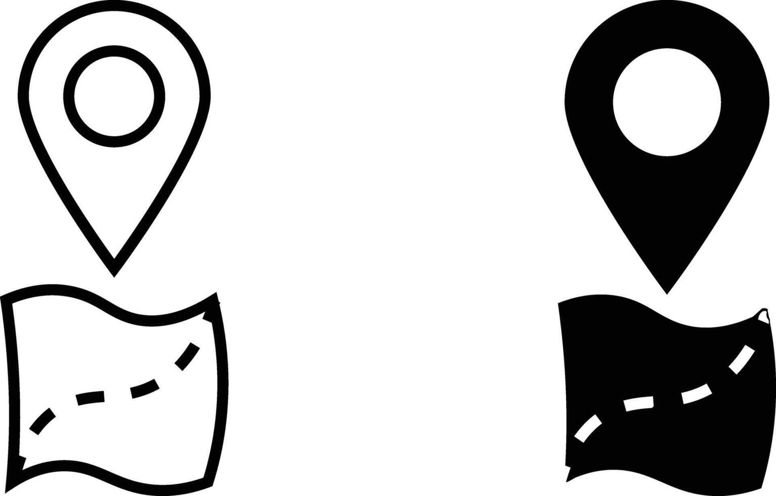 Map icon sheet, simple trendy flat style line and solid Isolated vector illustration on white background. For apps, logo, websites, symbol , UI, UX, graphic and web design. EPS 10.
