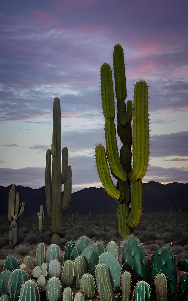 Splendid cactus landscape created with technology photo