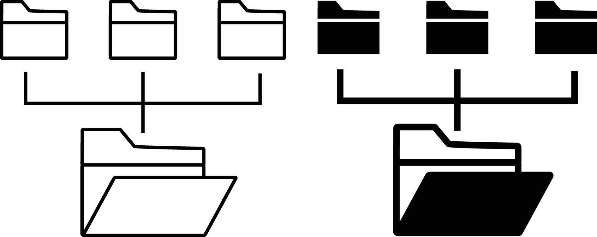 Folder sharing icon sheet, simple trendy flat style line and solid Isolated vector illustration on white background. For apps, logo, websites, symbol , UI, UX, graphic and web design. EPS 10.