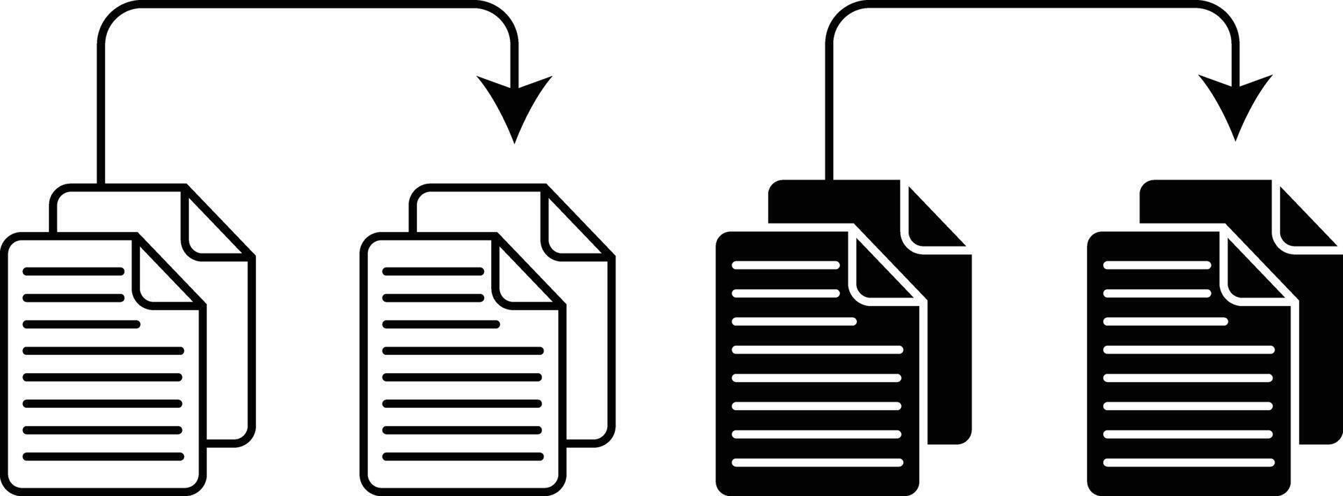 Document sharing icon sheet, simple trendy flat style line and solid Isolated vector illustration on white background. For apps, logo, websites, symbol , UI, UX, graphic and web design. EPS 10.