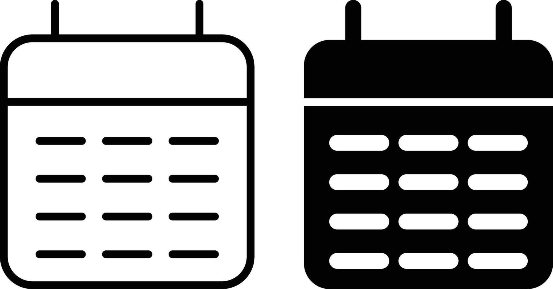 Calendar icon sheet, simple trendy flat style line and solid Isolated vector illustration on white background. For apps, logo, websites, symbol , UI, UX, graphic and web design. EPS 10.