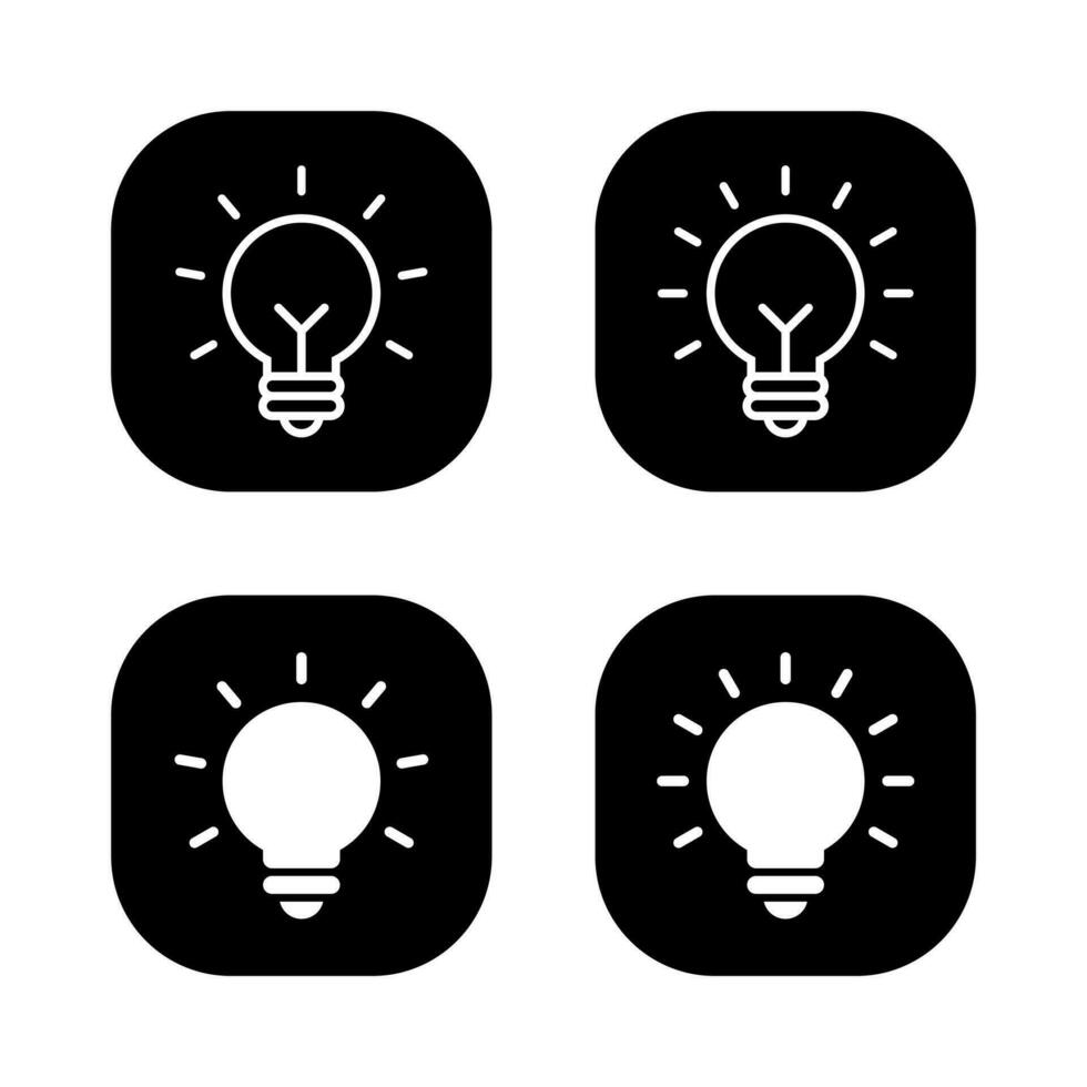Luminous bulb icon vector. Lamp symbol isolated on square background vector