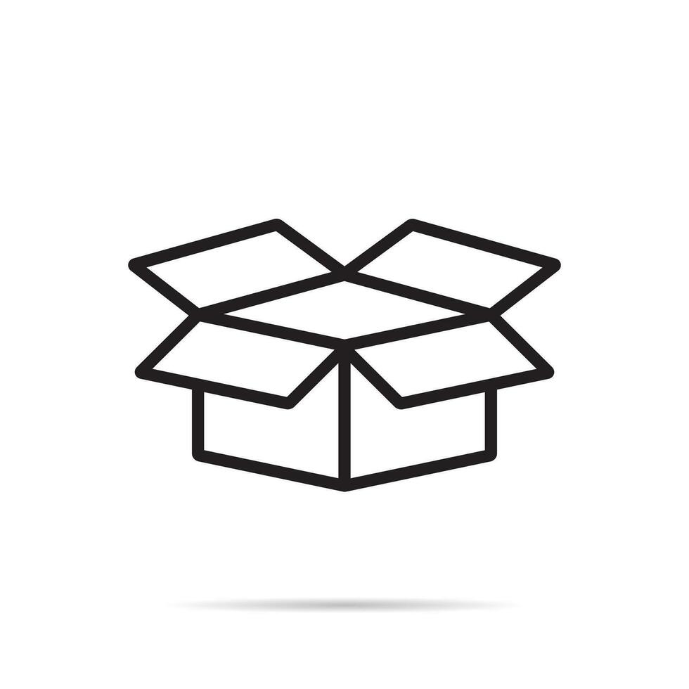 Open box line icon vector. Cardboard sign symbol concept vector