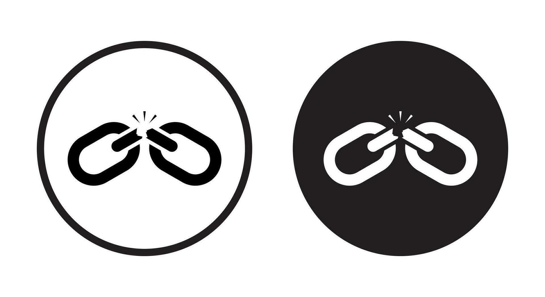 Broken chain icon vector isolated on circle background