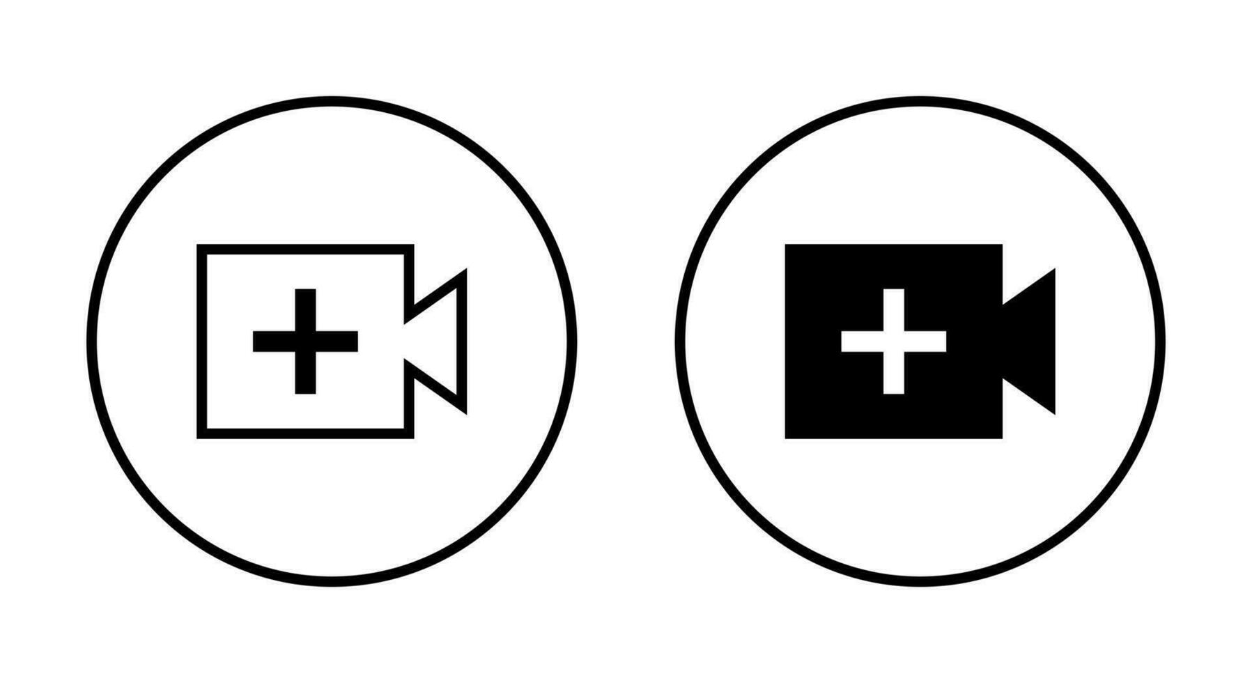 Create video icon vector. Upload videos button isolated on circle background vector