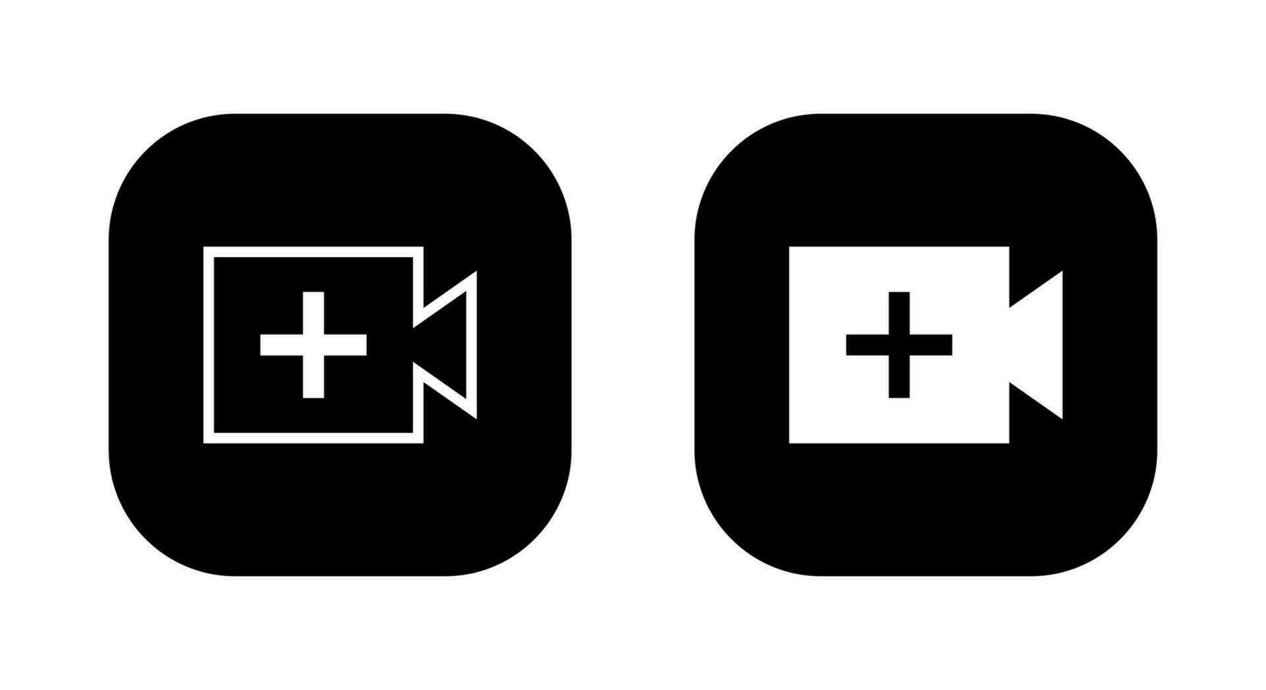 Create video icon vector isolated on square background. Upload videos button