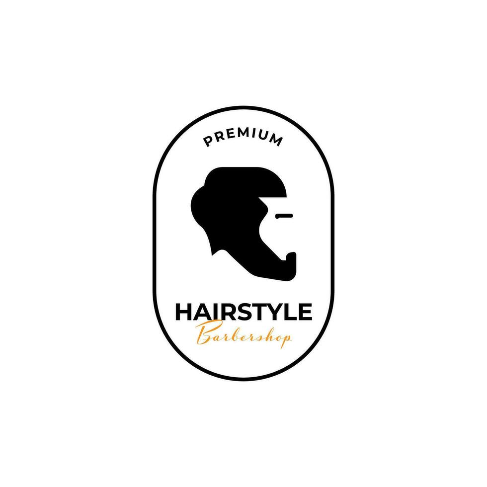 Creative man hairstyle bearded logo design illustration symbol icon vector
