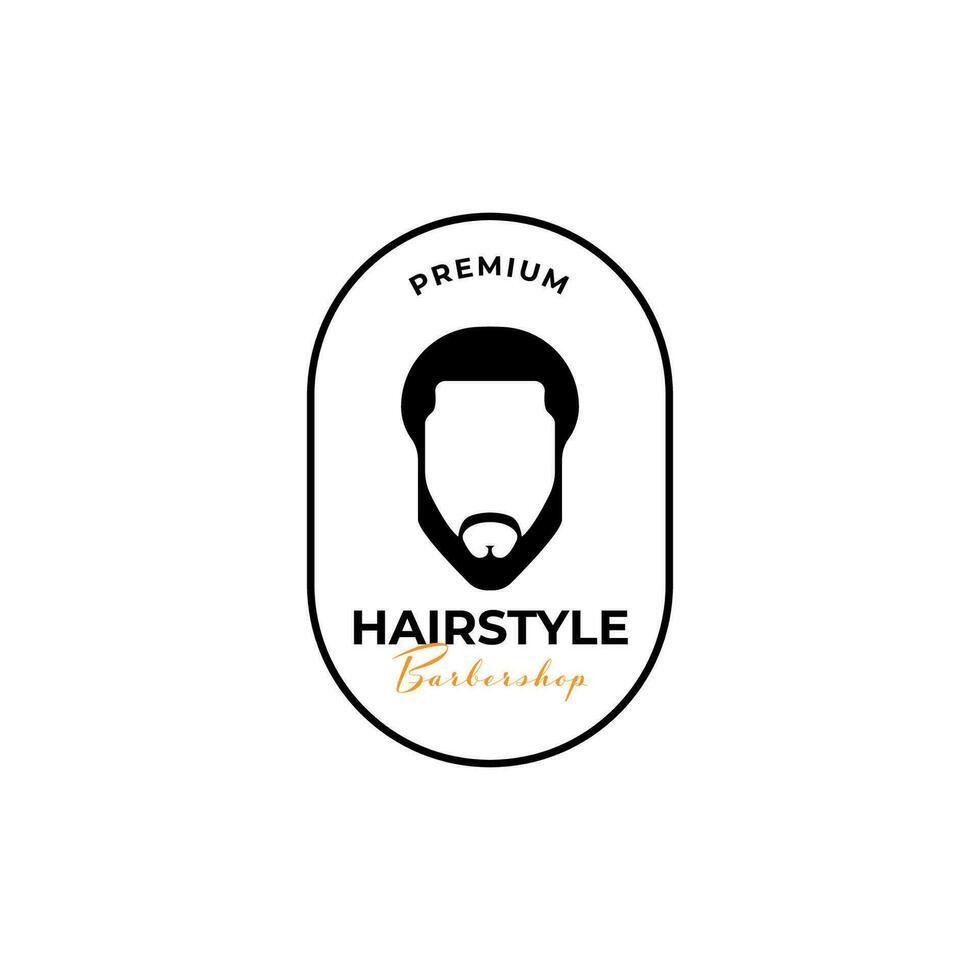 Creative man hairstyle bearded logo design illustration symbol icon vector