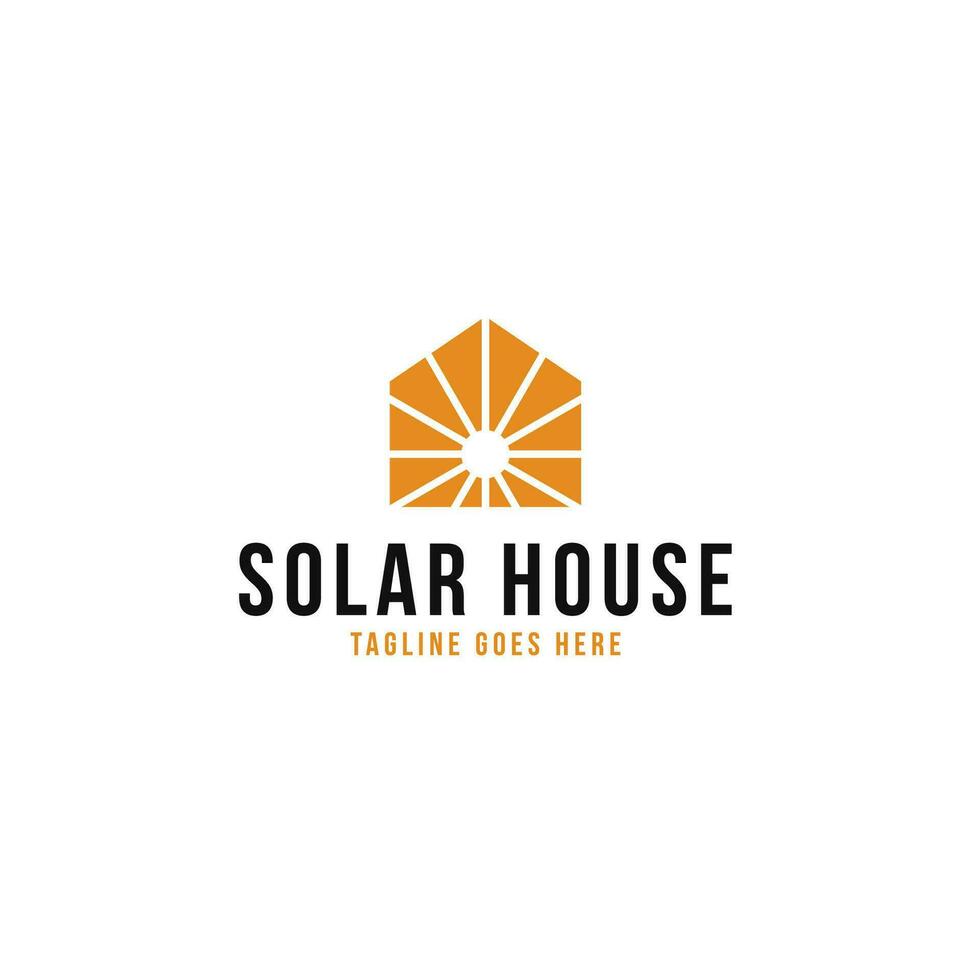 Creative Solar Panel with House Logo Design Concept Vector Illustration Symbol Icon