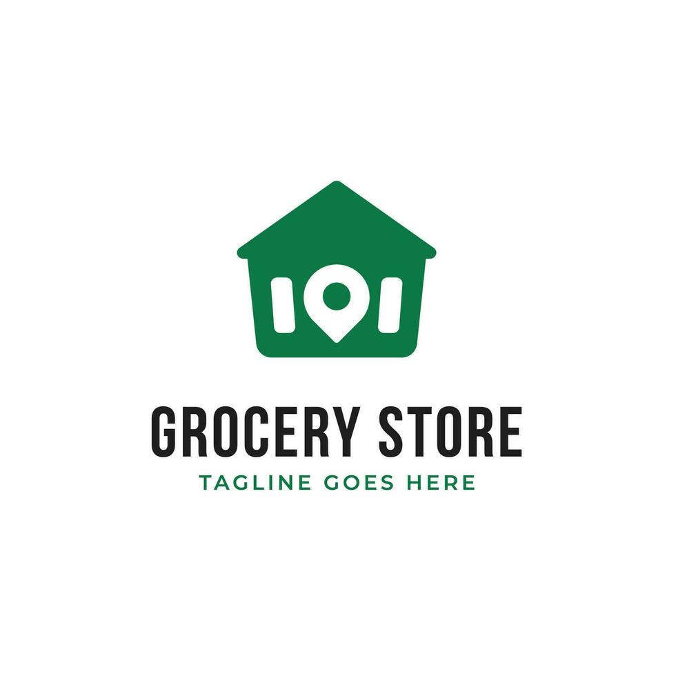 Creative Grocery Store Logo with Pin and Home Design Concept Vector Illustration Symbol Icon