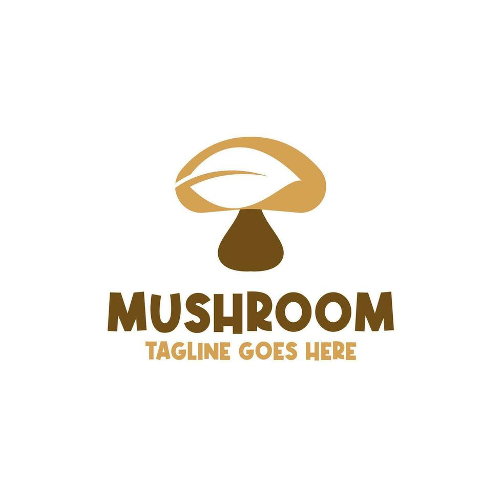 Mushroom With Leaf Logo Design Concept Vector Illustration Symbol Icon