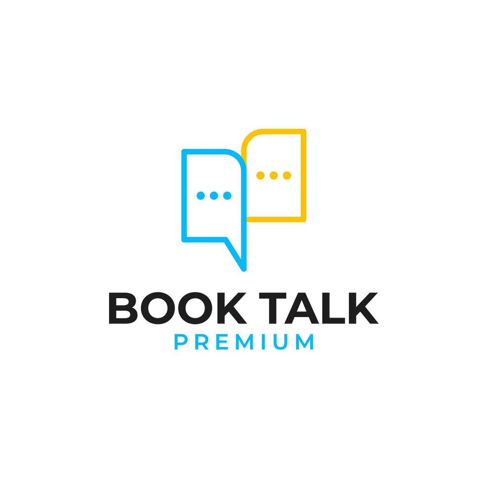 Flat Book Talk Logo Design Concept Vector Illustration Symbol Icon