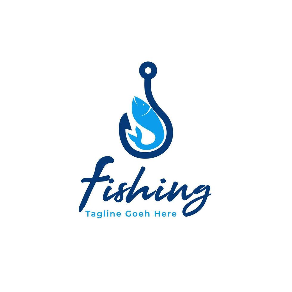 Fish Hook Logo Design Concept Vector Illustration Symbol Icon