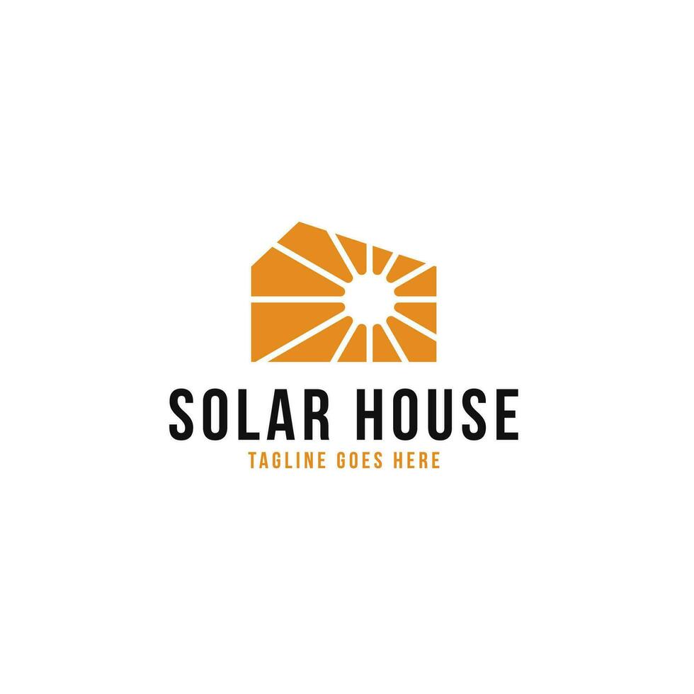 Creative Solar Panel with House Logo Design Concept Vector Illustration Symbol Icon