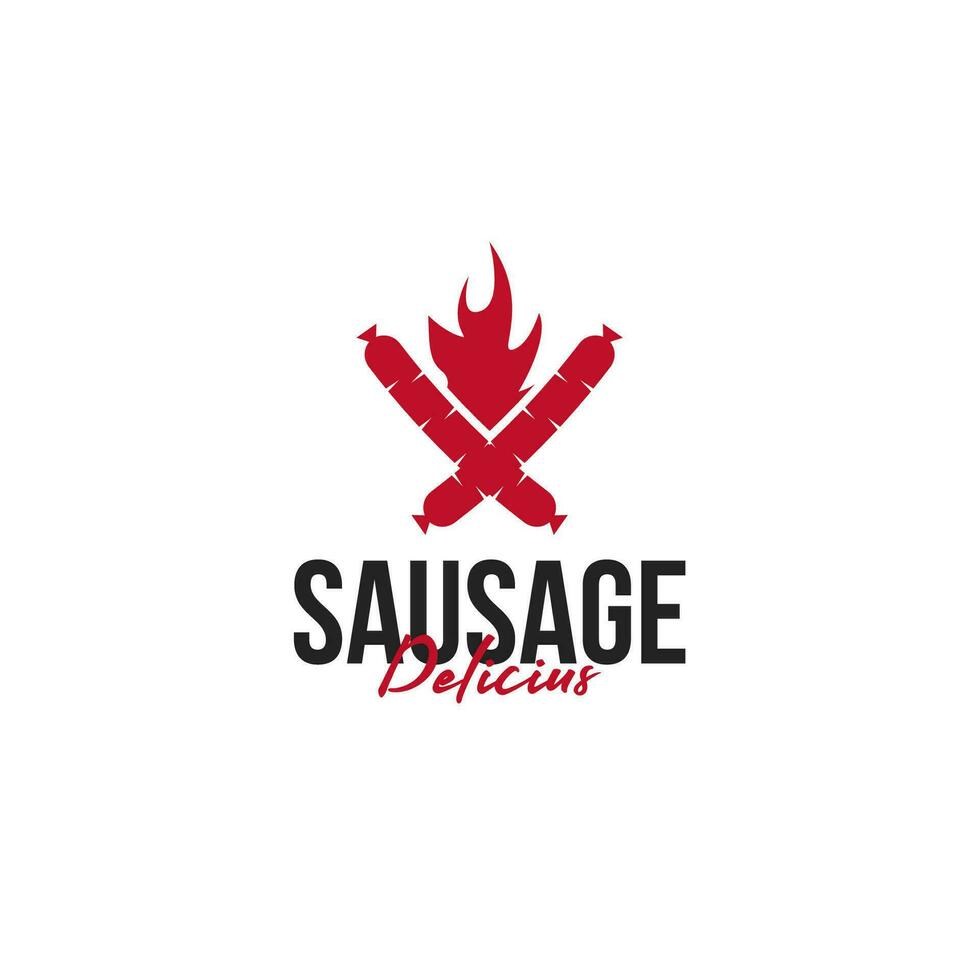 Sausage with Fire Logo Design Concept Vector Illustration Symbol Icon