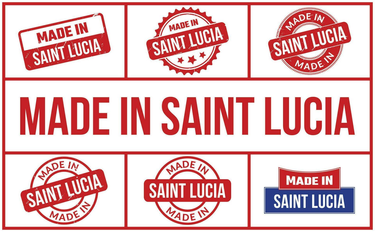 Made In Saint Lucia Rubber Stamp Set vector
