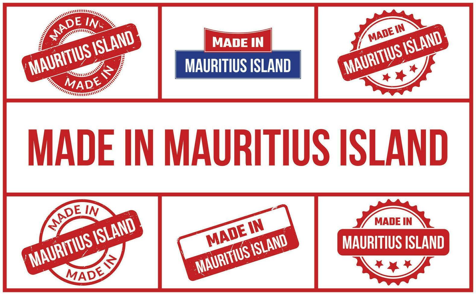 Made In Mauritius Island Rubber Stamp Set vector