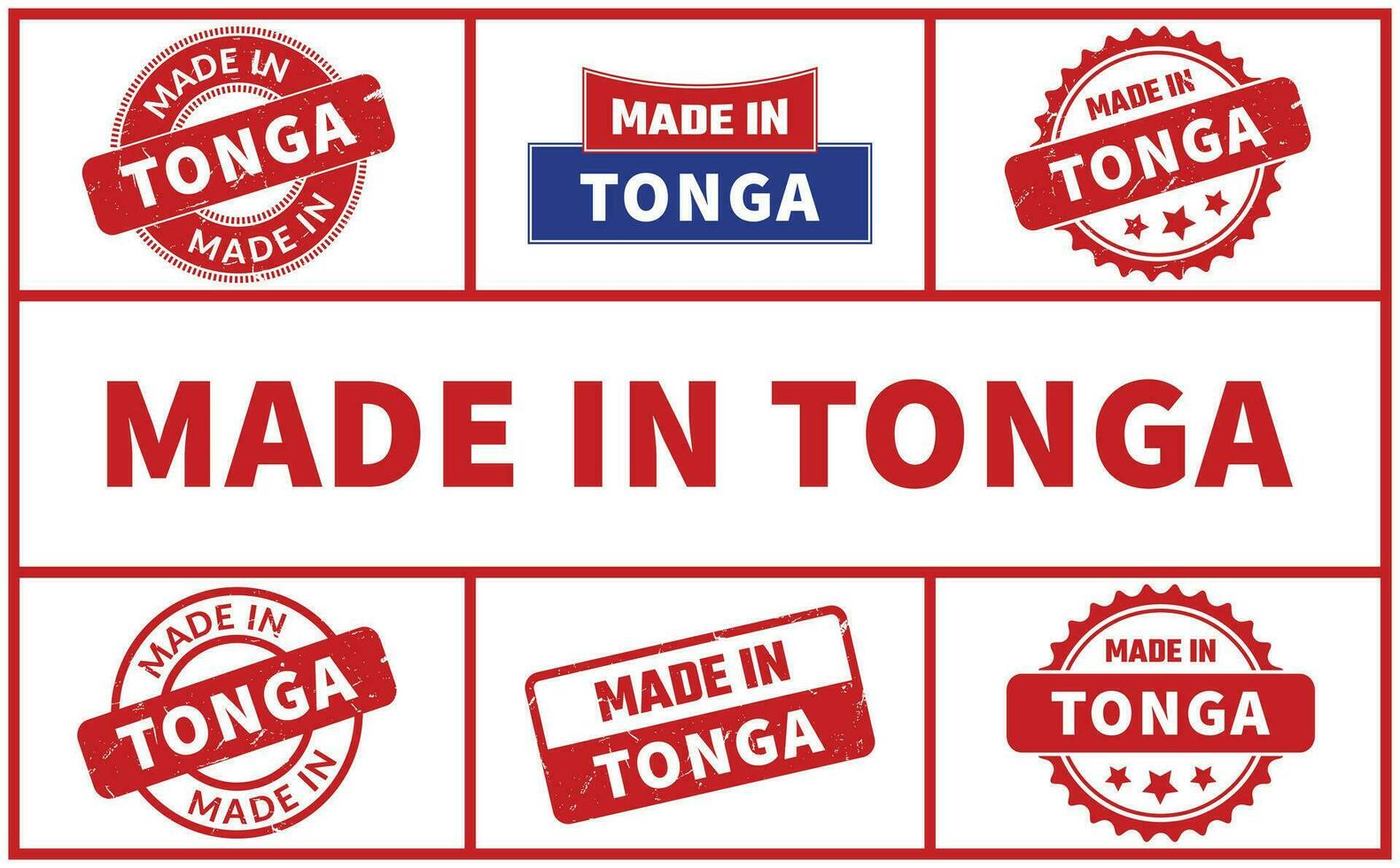 Made In Tonga Rubber Stamp Set vector