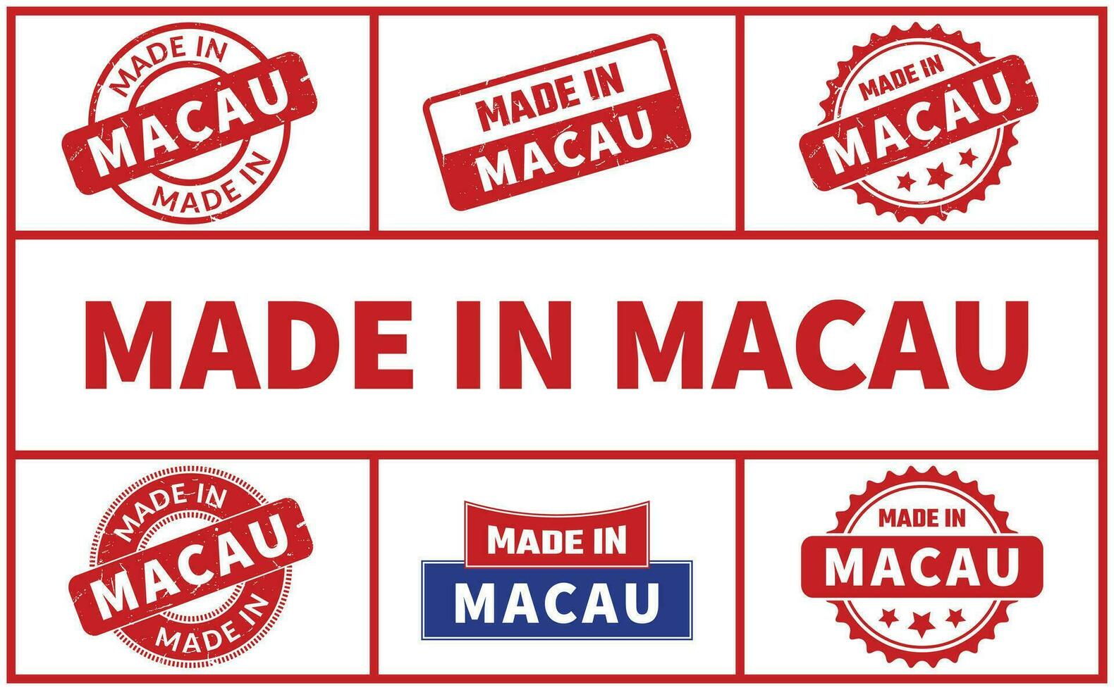 Made In Macau Rubber Stamp Set vector