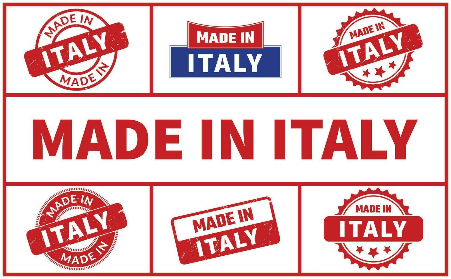 Made In Italy Rubber Stamp Set vector