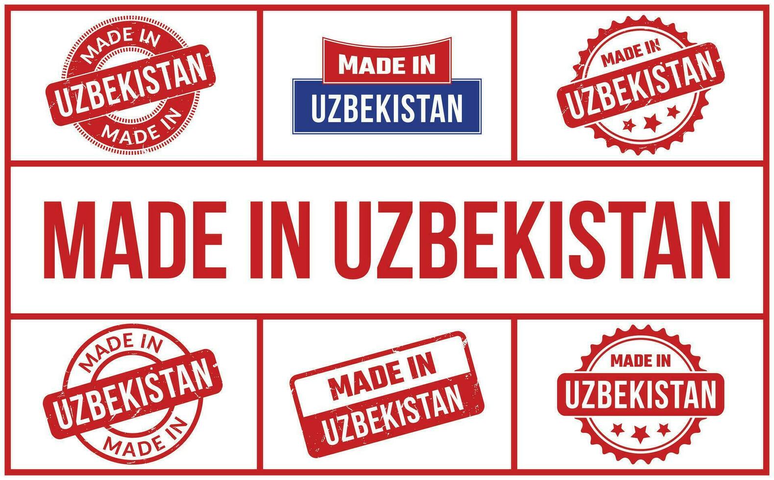 hecho en Uzbekistán caucho sello conjunto vector