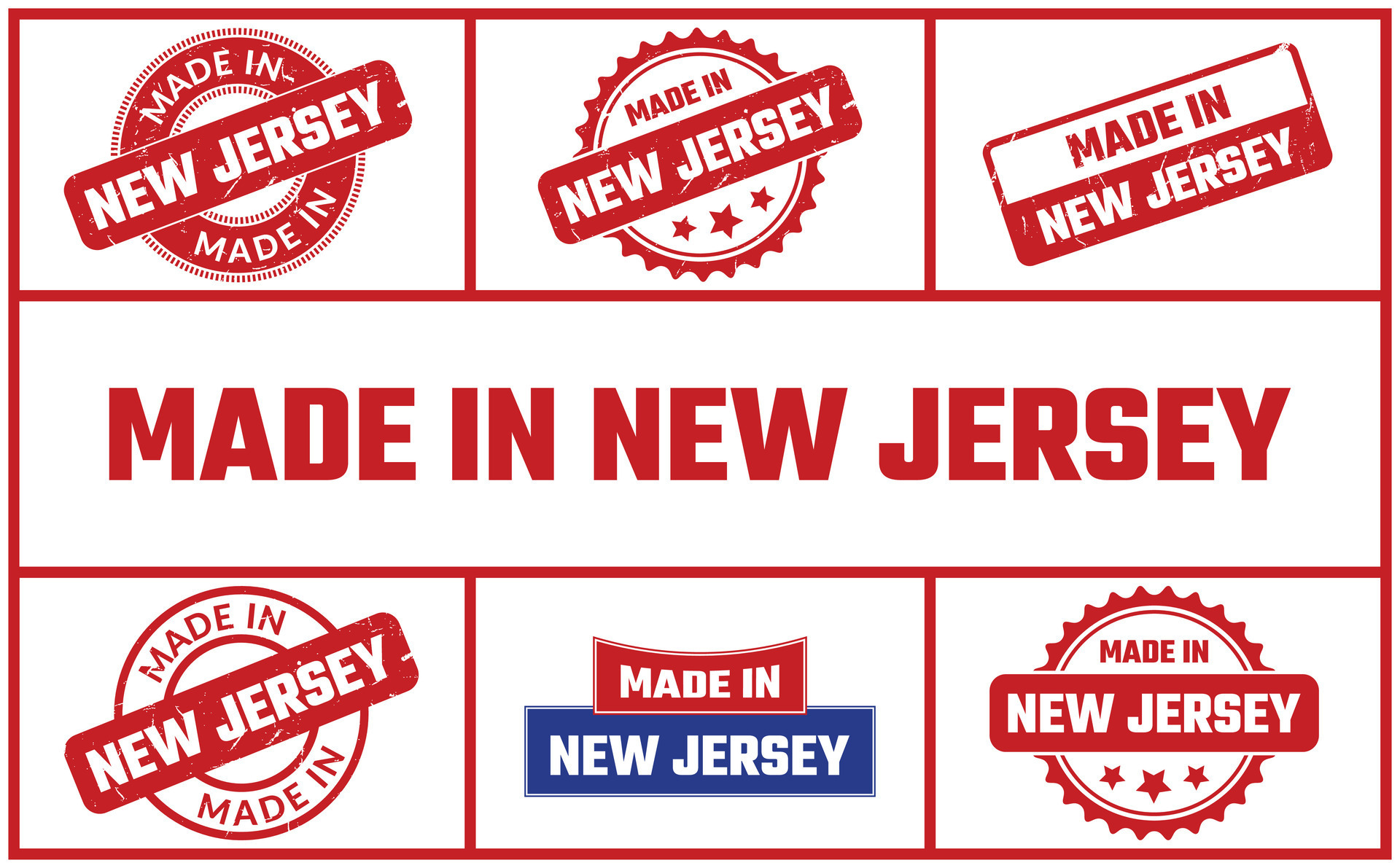 Made In New Jersey Rubber Stamp Set 25380455 Vector Art at Vecteezy