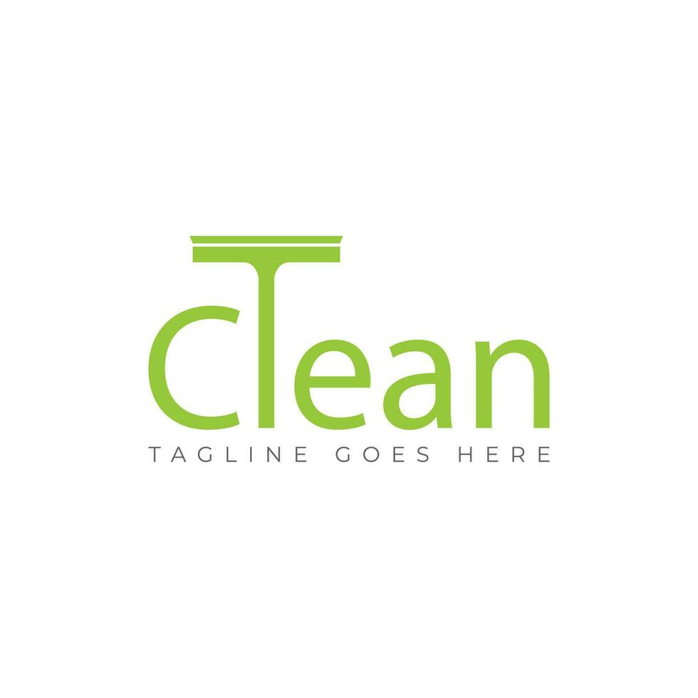 Clean word mark typography logo design concept vector. Word mark clean with home mopping tool isolated on a white background vector