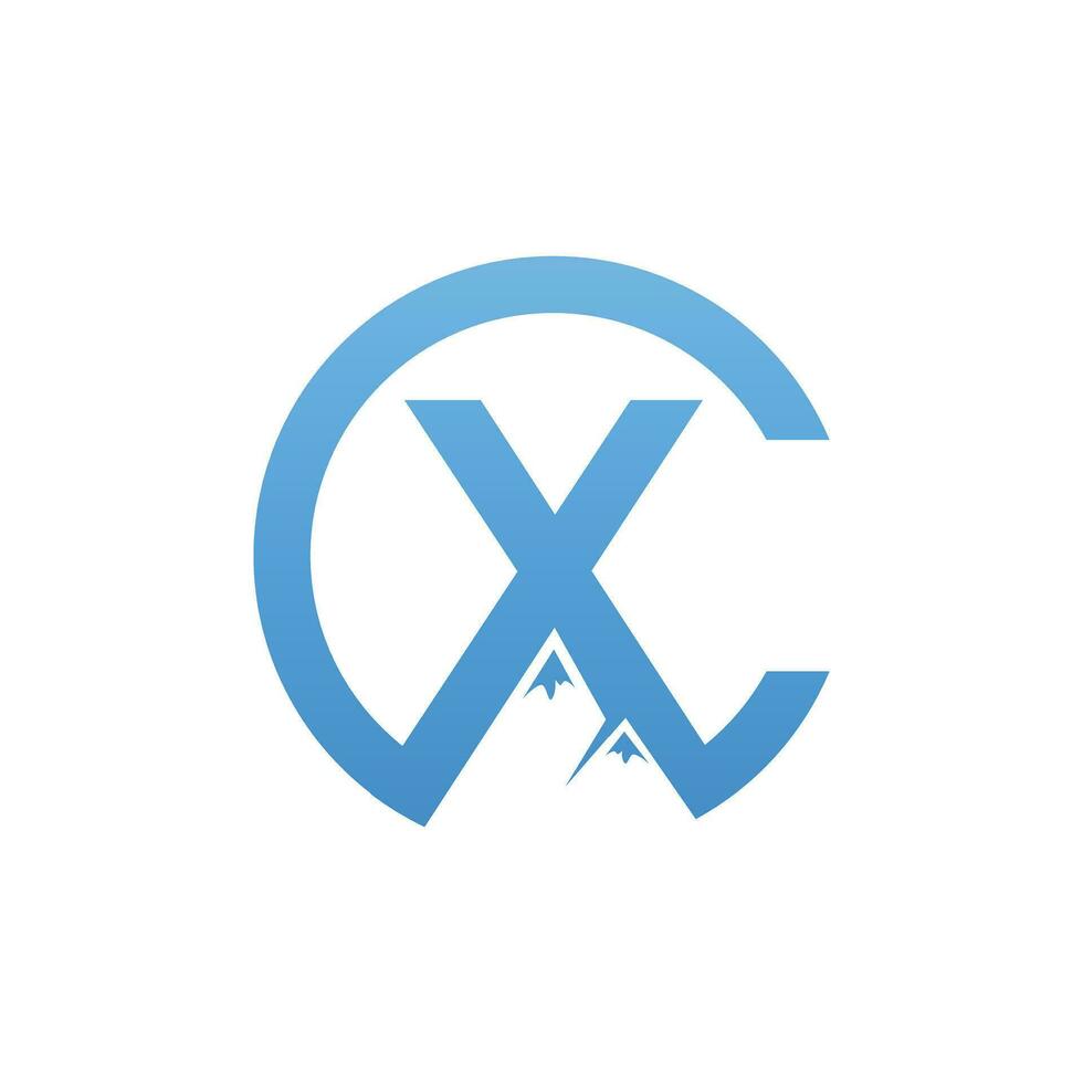 Initial letter CX mountain outdoor logo vector