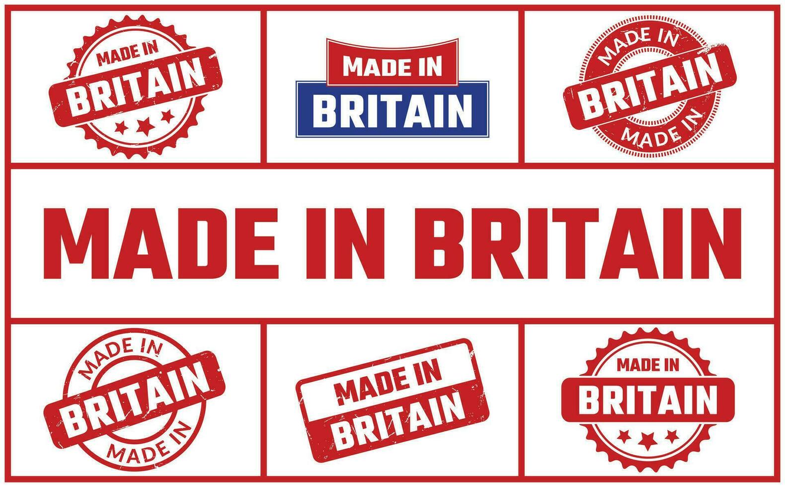 Made In Britain Rubber Stamp Set vector