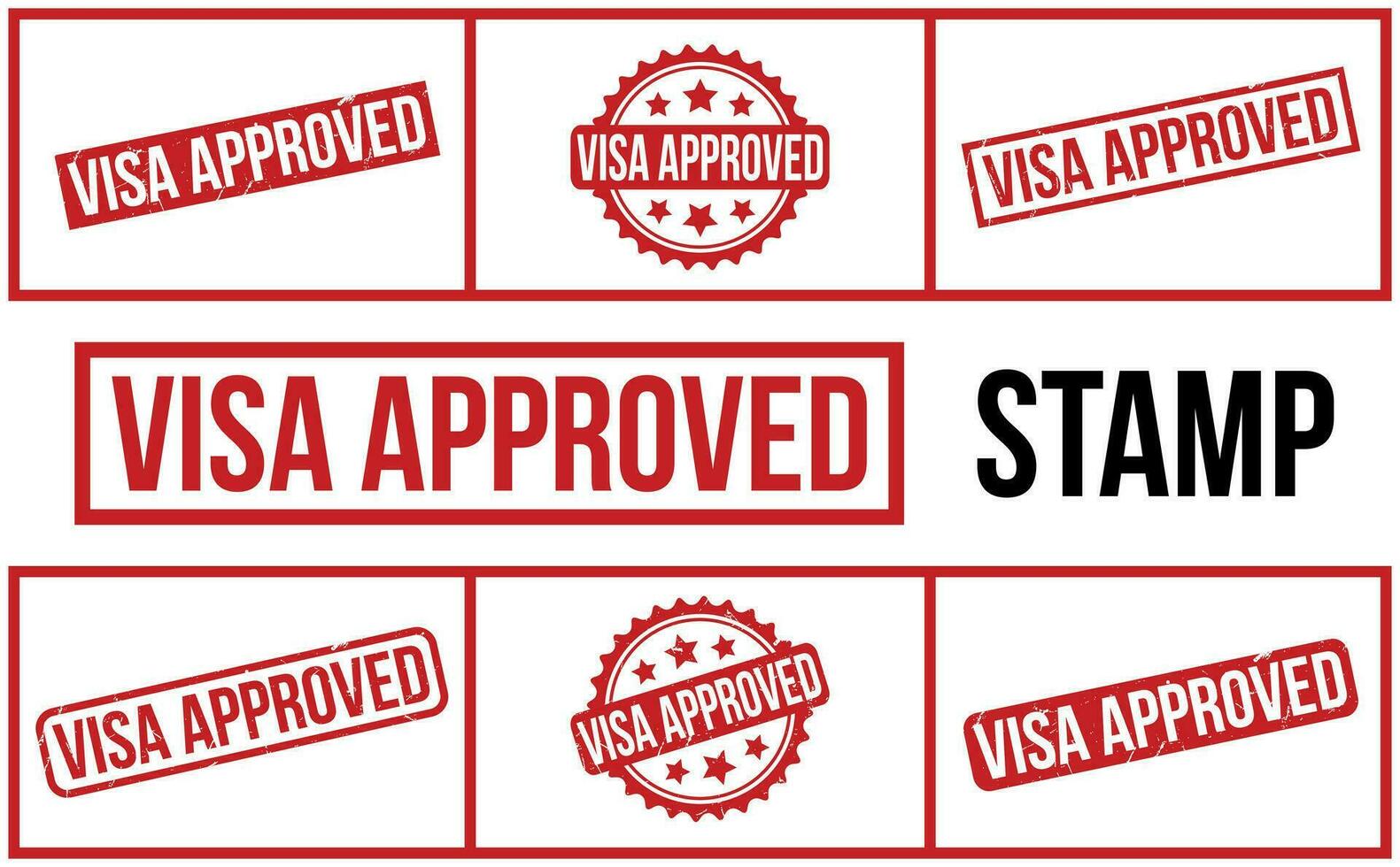 Visa Approved rubber grunge stamp set vector